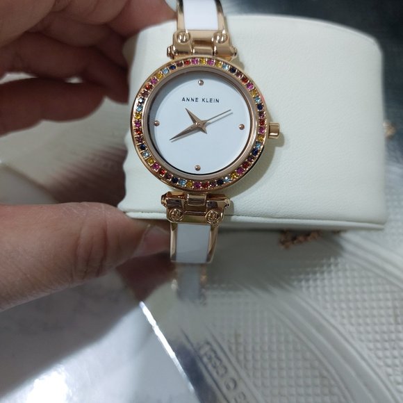 ANNE KLEIN Women's Quartz Rose Gold Premium Crystal Accented Watch Bracelet SET - Picture 8 of 12